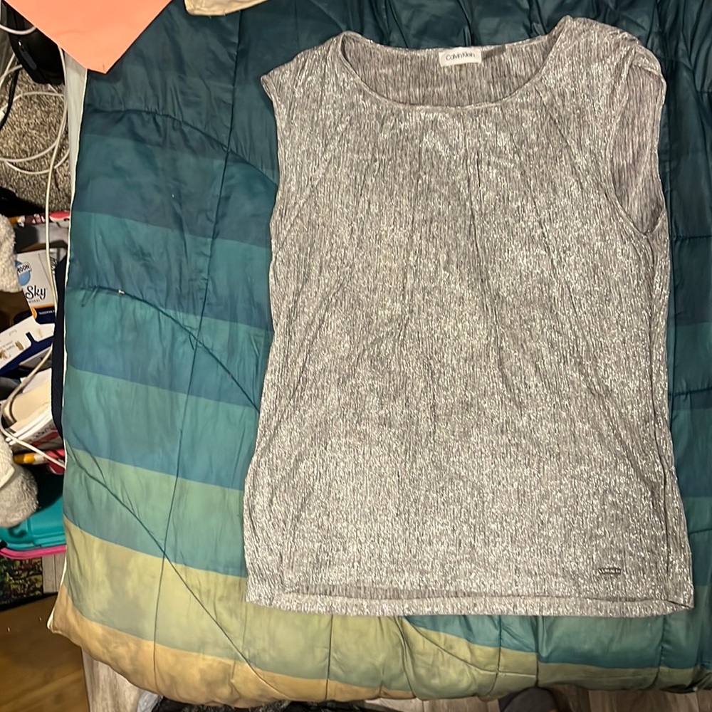 Calvin Klein medium metallic silver shirt